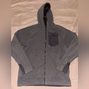 The North Face Gray Hooded Fleece Lined Jacket with Chest Pocket